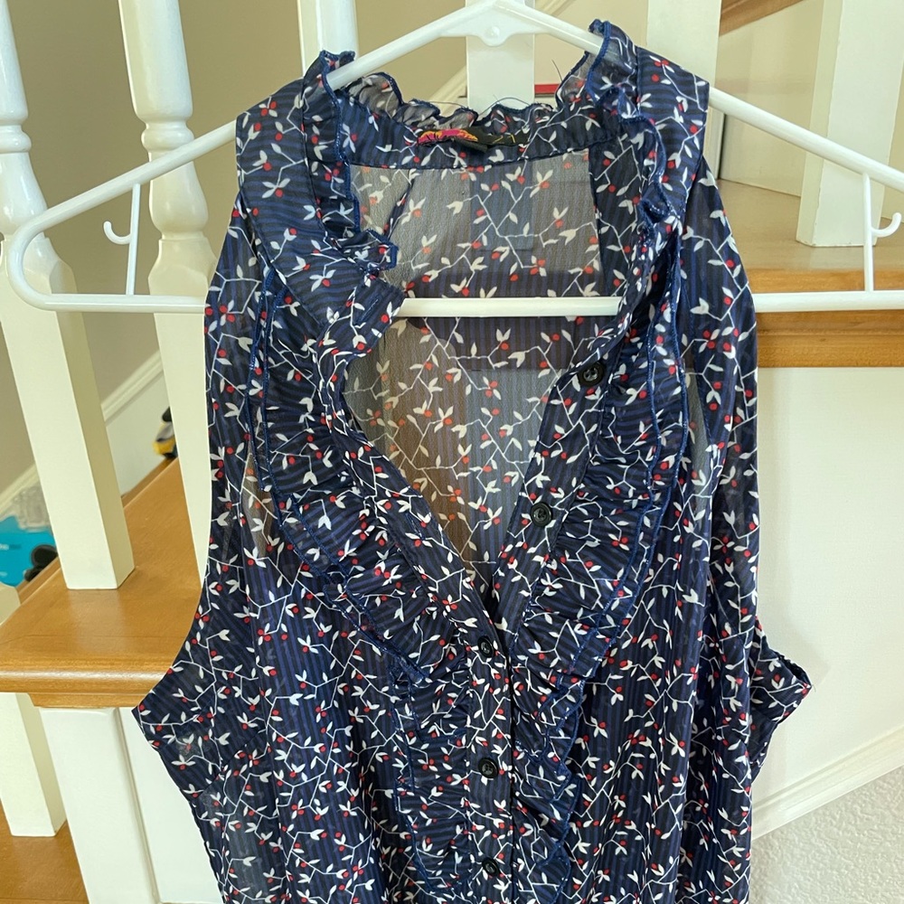 Forever 21 Blue Ruffle sleeveless top